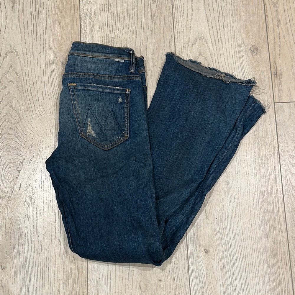 MOTHER The Cruiser Rough It Up Dark Blue Boot Flare Jeans